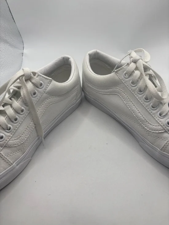 Vans Old Skool True White on White Low top Sneaker SZ 8.5 leather accents casual - Picture 3 of 11